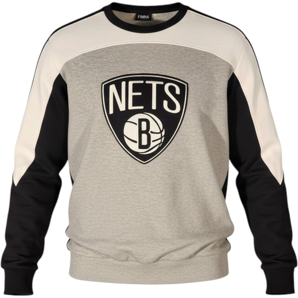 NBA Brooklyn Nets Sweatshirt Mens XL Gray Black Colorblock Crew Pullover